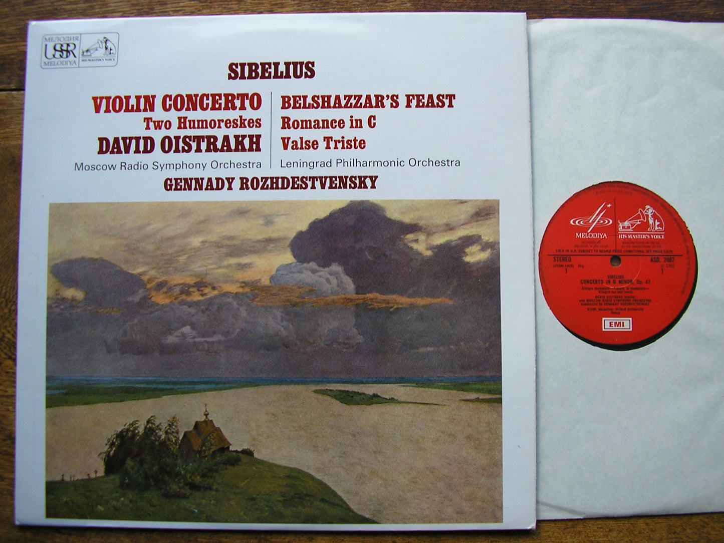 SIBELIUS: VIOLIN CONCERTO / TWO HUMORESKES OISTRAKH / MRSO / LPO GENNADY ROZHDESTVENSKY ASD 2407