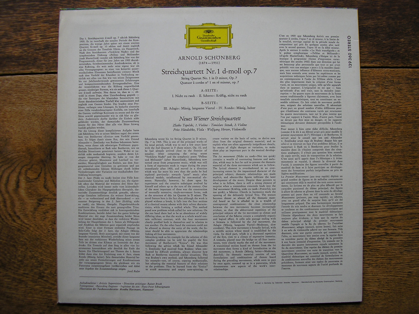 SCHOENBERG: STRING QUARTET No. 1   NEW VIENNA STRING QUARTET  139 360