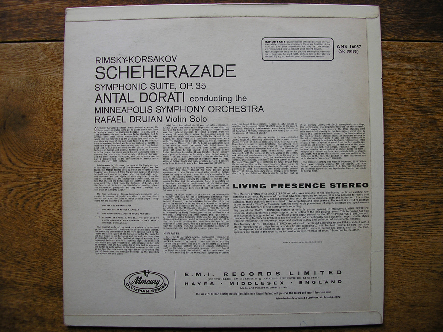 RIMSKY - KORSAKOV: SCHEHERAZADE  ANTAL DORATI / MINNEAPOLIS SYMPHONY ORCHESTRA   AMS 16057