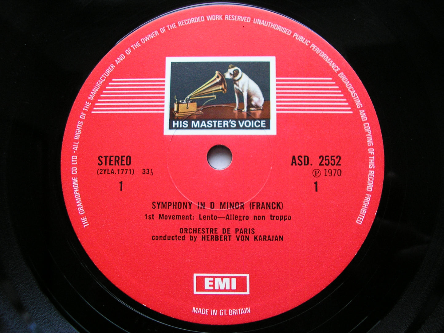 FRANCK: SYMPHONY in D KARAJAN / ORCHESTRE de PARIS ASD 2552