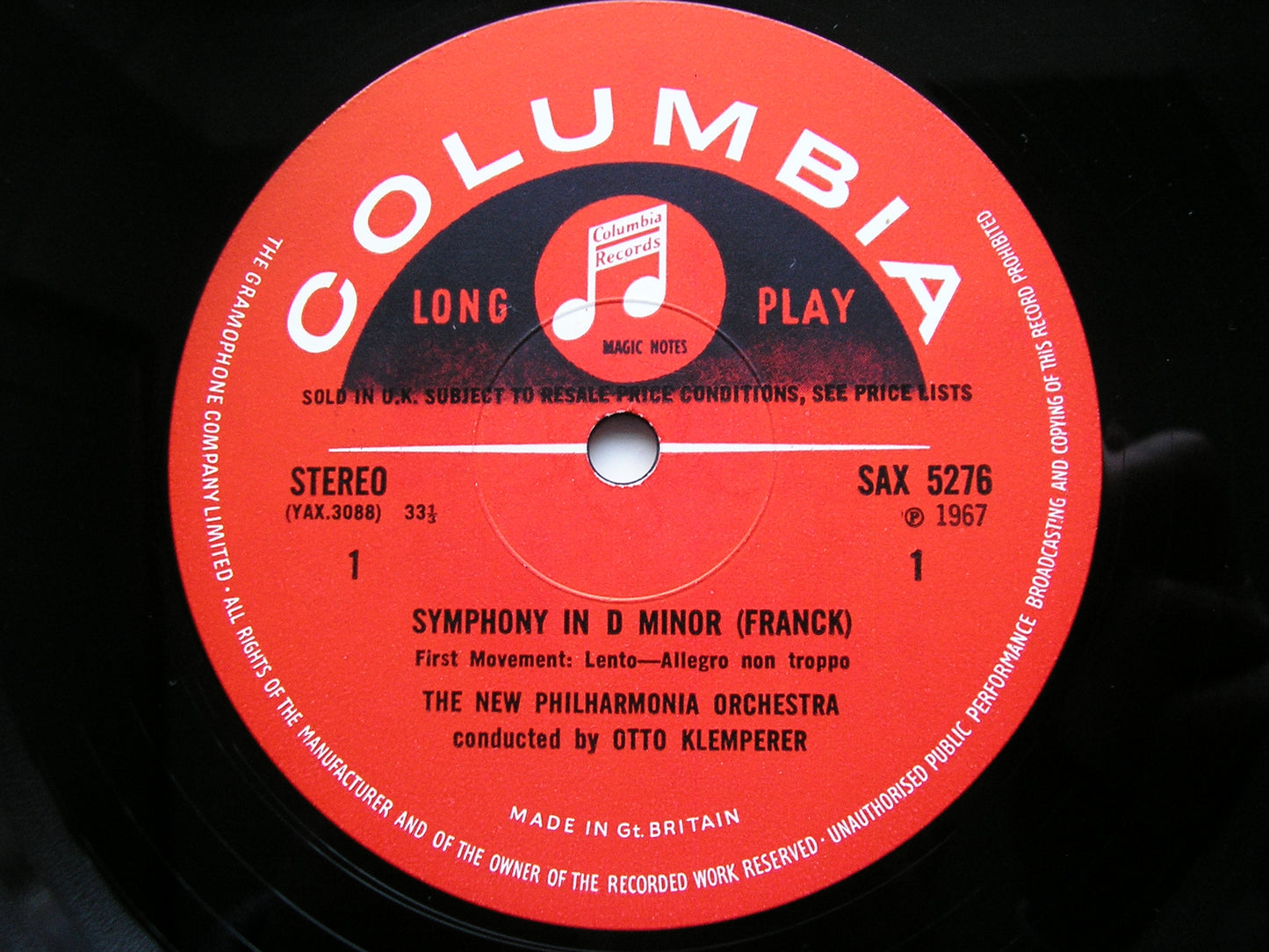 FRANCK: SYMPHONY in D KLEMPERER / NEW PHILHARMONIA SAX 5276