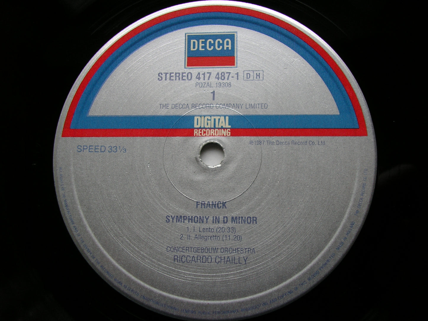 FRANCK: SYMPHONY in D / SYMPHONIC VARIATIONS BOLET / CONCERTGEBOUW ORCHESTRA / CHAILLY 417 487