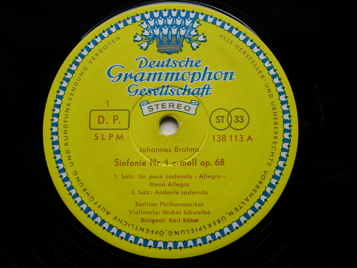 BRAHMS: SYMPHONY No. 1 BOHM / BERLIN PHILHARMONIC 138 113