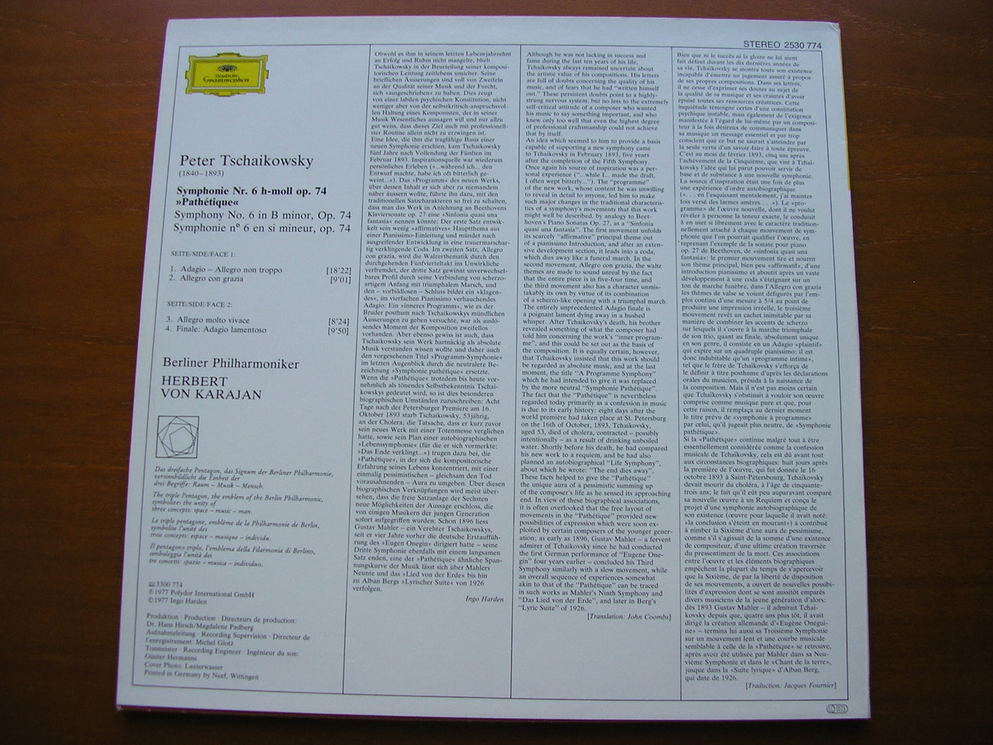 TCHAIKOVSKY: SYMPHONY No. 6 'Pathetique' KARAJAN / BERLIN PHILHARMONIC 2530 774