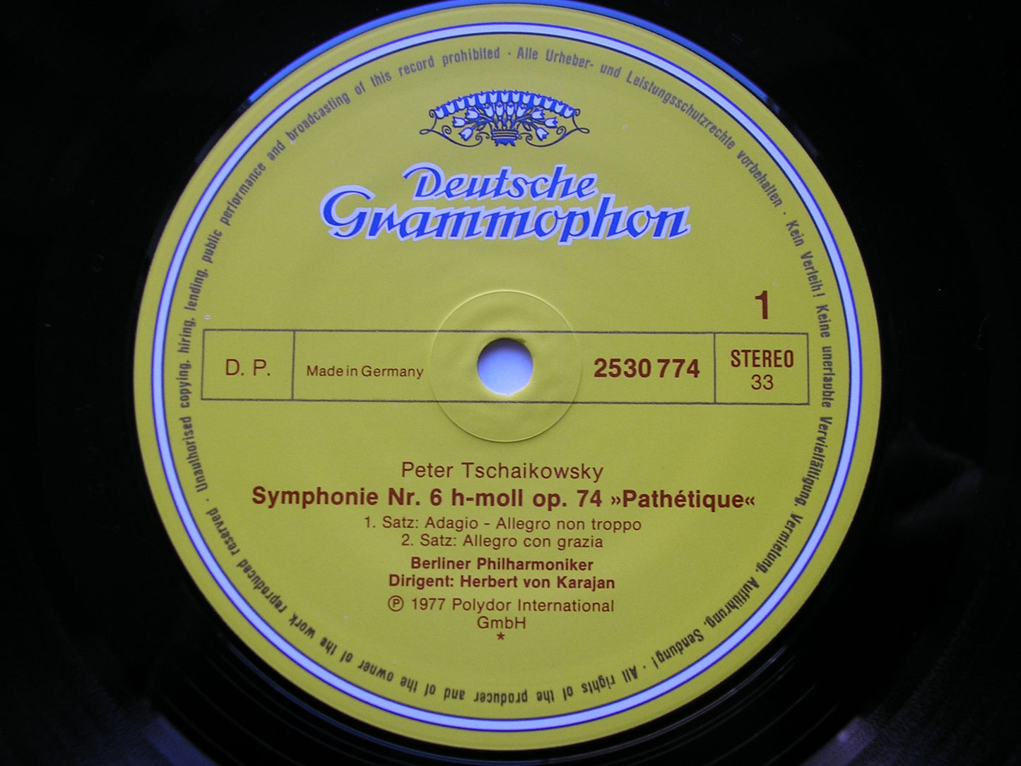 TCHAIKOVSKY: SYMPHONY No. 6 'Pathetique' KARAJAN / BERLIN PHILHARMONIC 2530 774