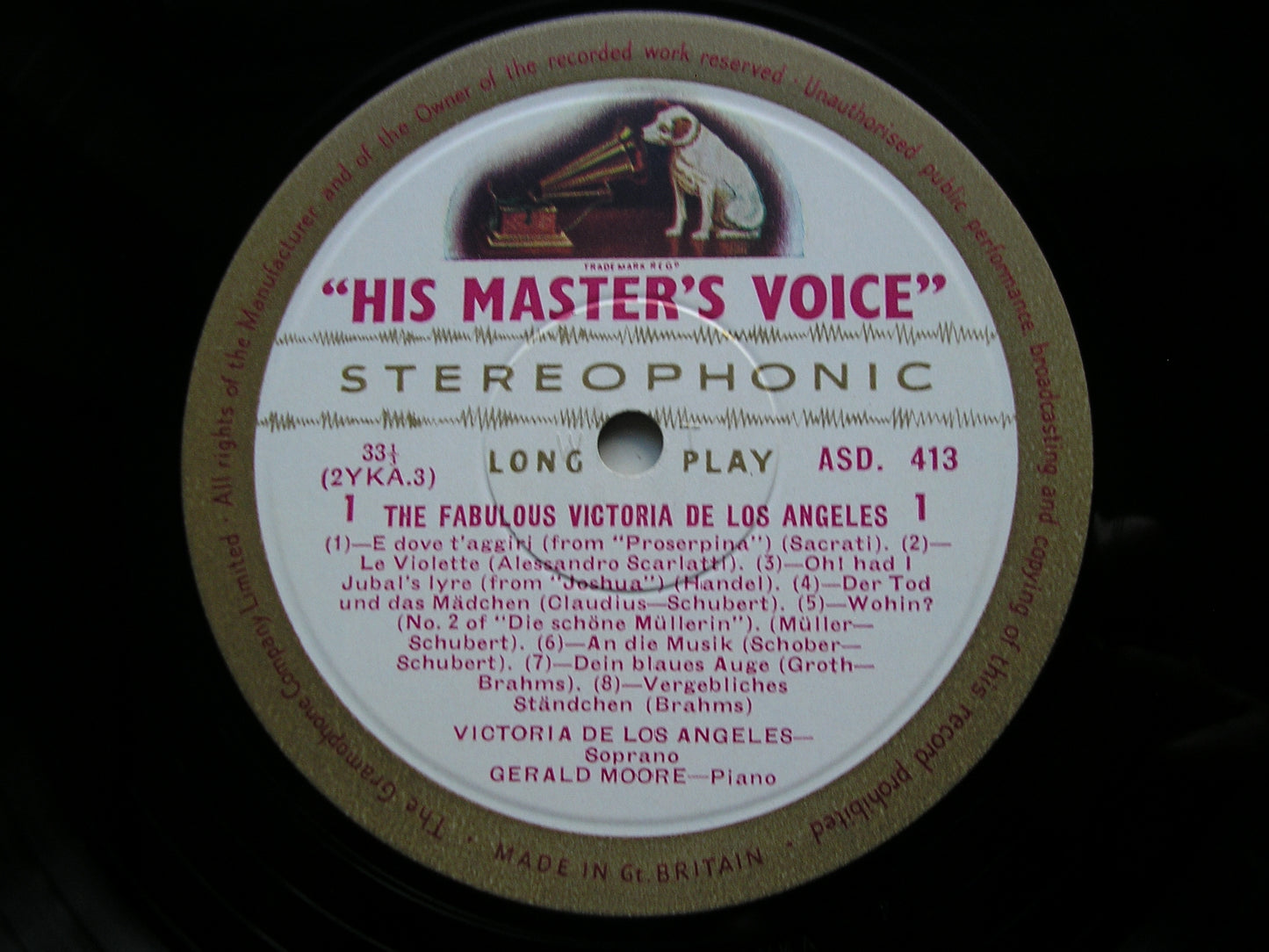 THE FABULOUS VICTORIA DE LOS ANGELES SONG RECITAL WITH GERALD MOORE ASD 413