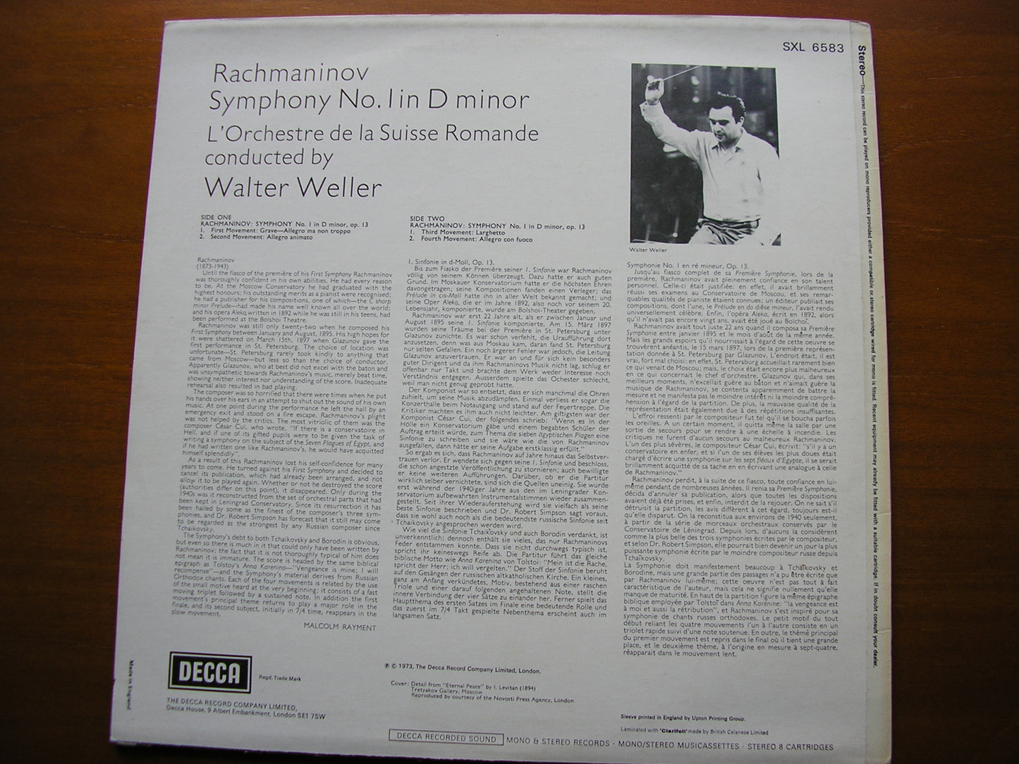 RACHMANINOV: SYMPHONY No. 1   WELLER / SUISSE ROMANDE  SXL 6583