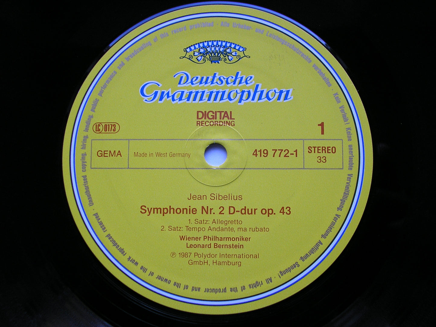 SIBELIUS: SYMPHONY No. 2 BERNSTEIN / VIENNA PHILHARMONIC 419 772