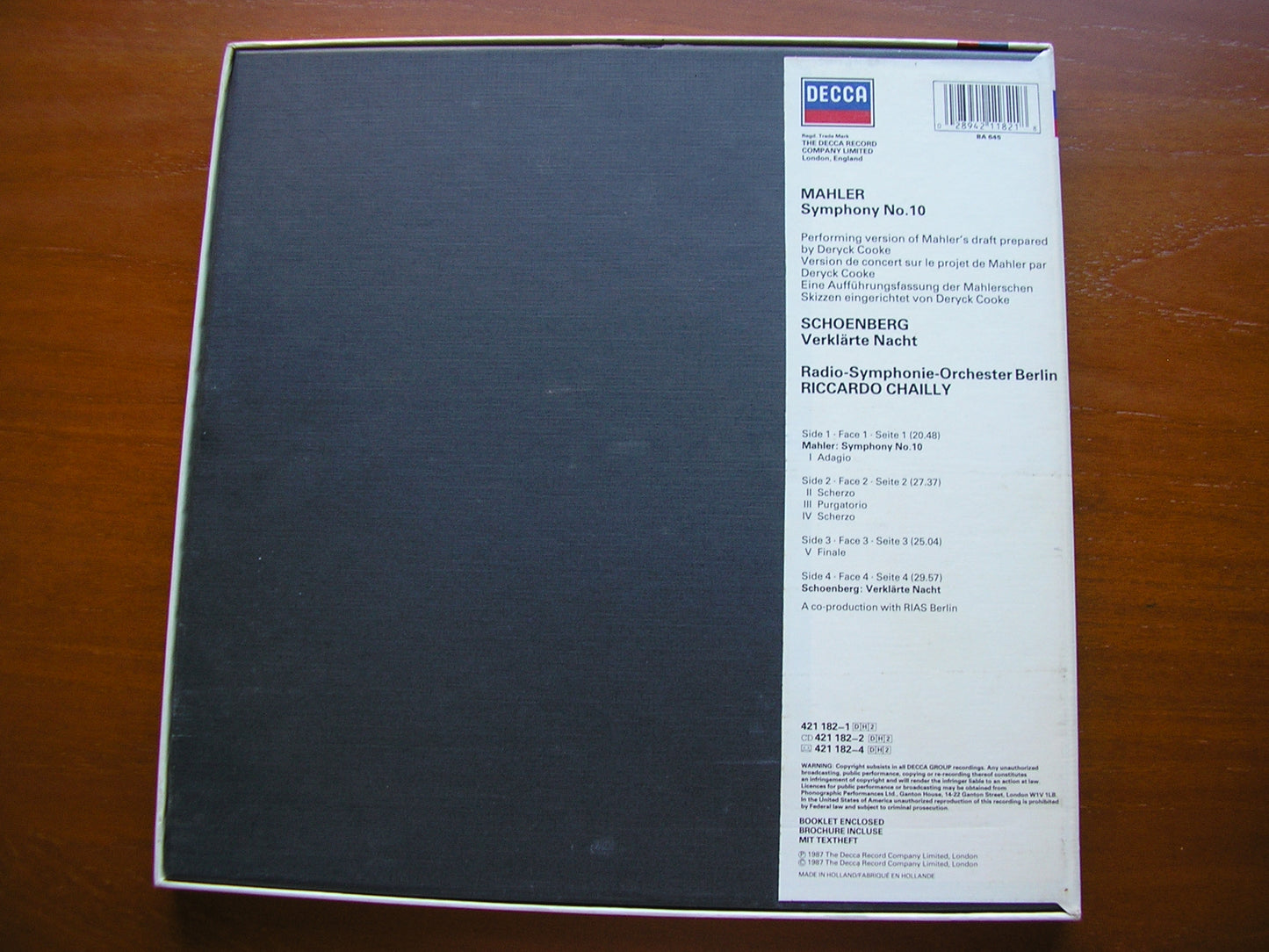 MAHLER: SYMPHONY No. 10 / SCHOENBERG: VERKLARTE NACHT CHAILLY / BERLIN RADIO SYMPHONY 421 182