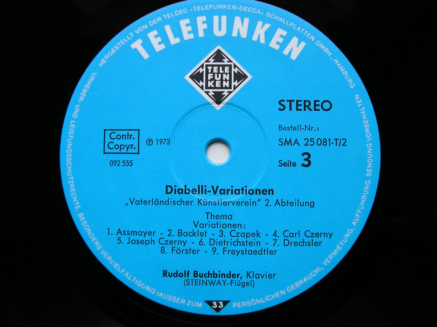 THE COMPLETE DIABELLI VARIATIONS: BEETHOVEN / LISZT / CZERNY / HUMMEL / SCHUBERT / ET AL     RUDOLF BUCHBINDER   3 LP    SMA  25081 - 3