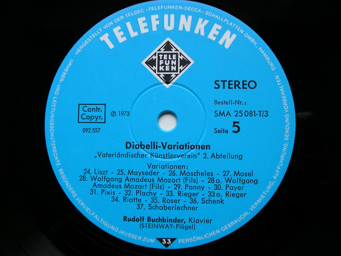 THE COMPLETE DIABELLI VARIATIONS: BEETHOVEN / LISZT / CZERNY / HUMMEL / SCHUBERT / ET AL     RUDOLF BUCHBINDER   3 LP    SMA  25081 - 3