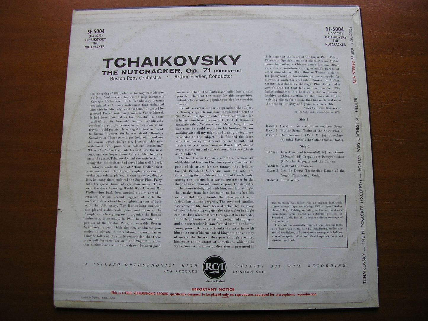 TCHAIKOVSKY: THE NUTCRACKER Excerpts ARTHUR FIEDLER / BOSTON POPS SF 5004