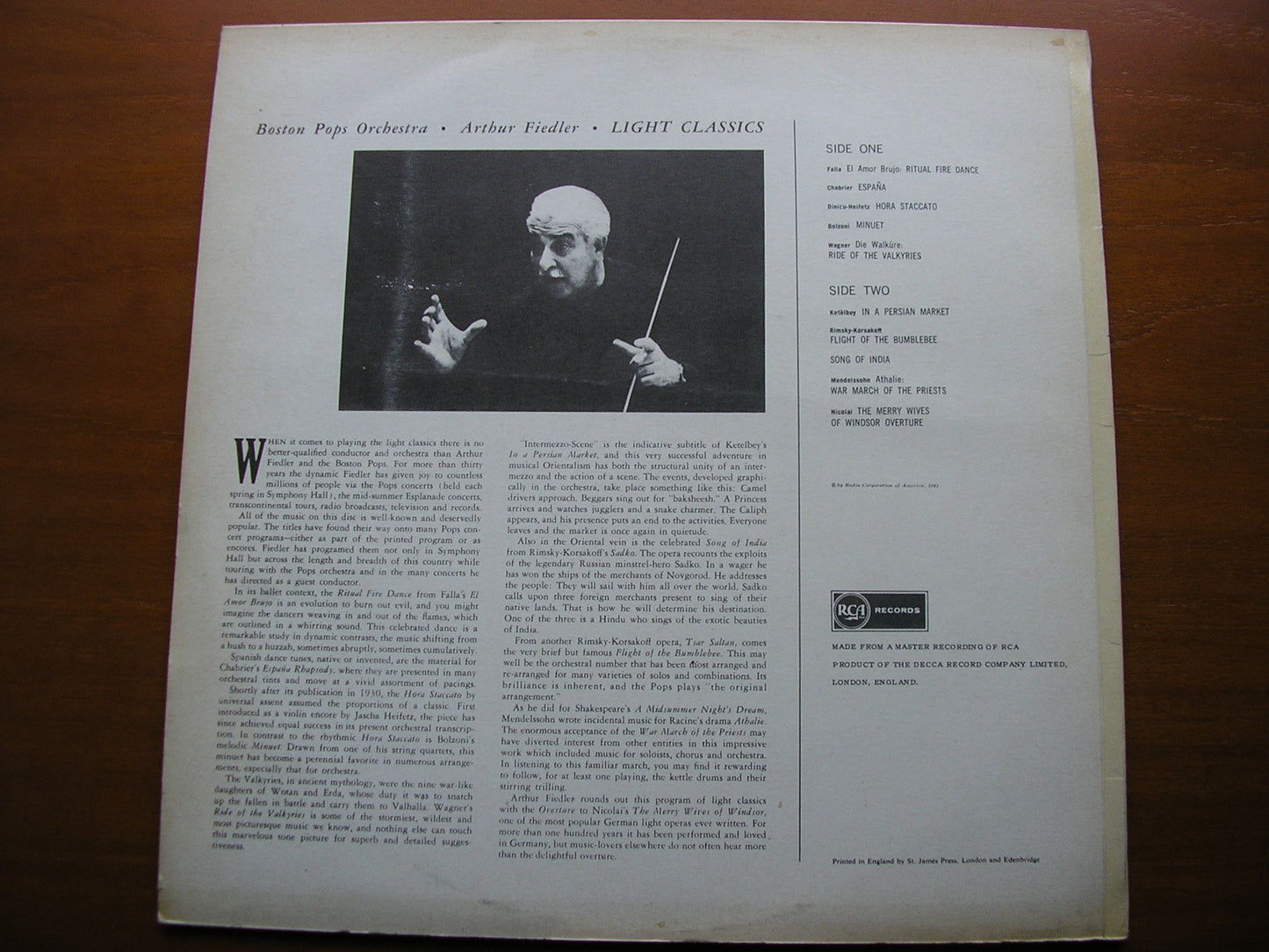 LIGHT CLASSICS: FALLA / CHABRIER / NICOLAI / WAGNER / KETELBEY / MENDELSSOHN FIEDLER / BOSTON POPS SF 5122