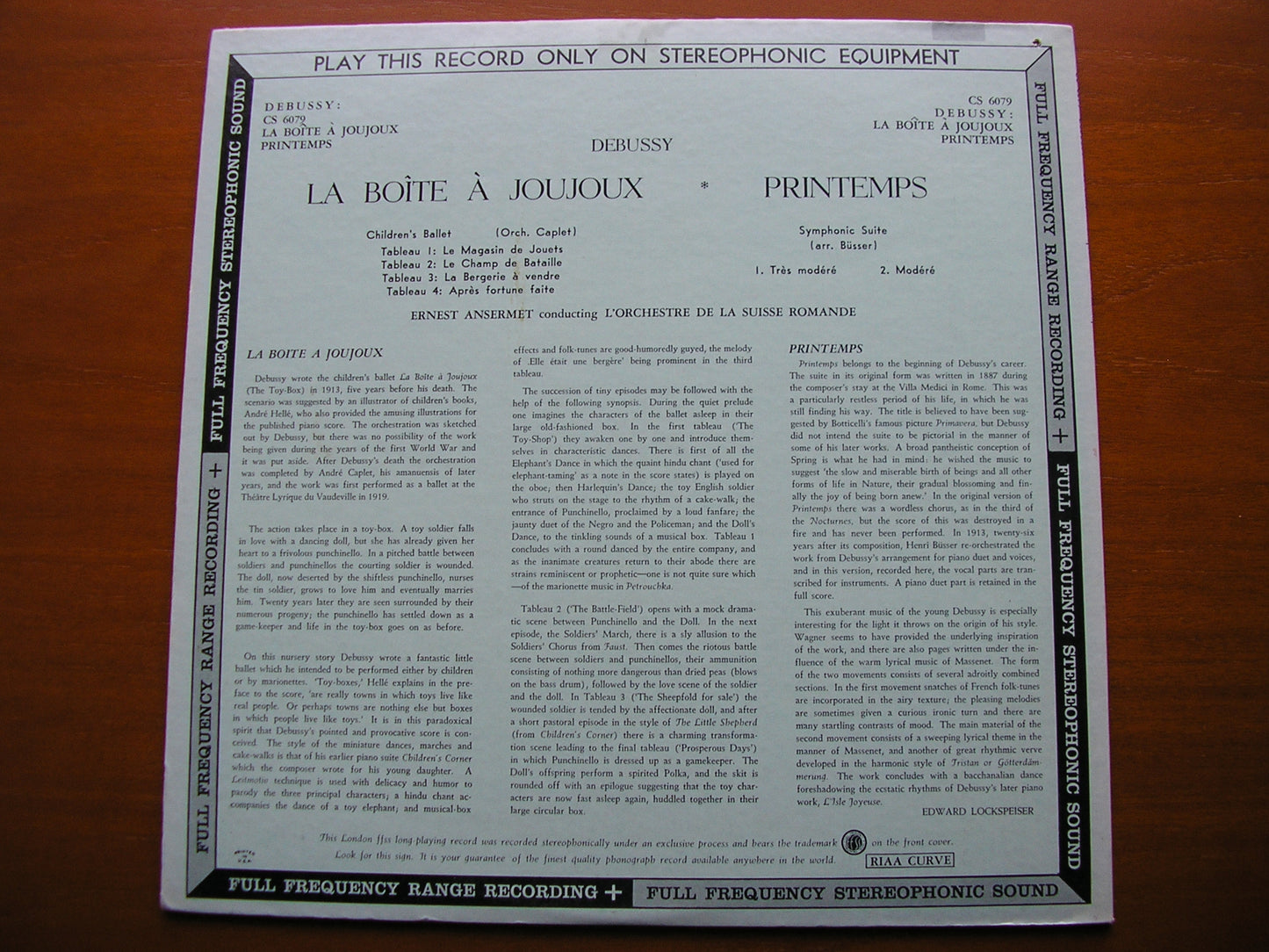 DEBUSSY: LA BOITE A JOUJOUX / PRINTEMPS ANSERMET / SUISSE ROMANDE CS 6079