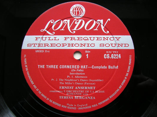 FALLA: THE THREE CORNERED HAT    BERGANZA / SUISSE ROMANDE ORCHESTRA / ANSERMET     CS 6224