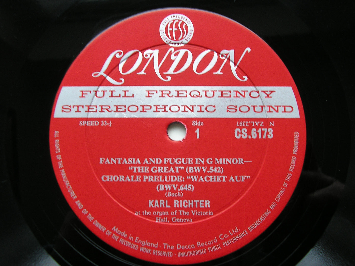 BACH ORGAN MUSIC     KARL RICHTER     CS 6173