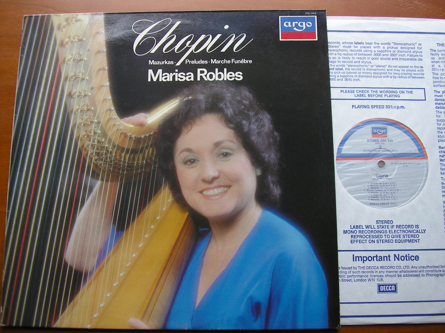 CHOPIN: MAZURKAS / PRELUDES / MARCHE FUNEBRE MARISA ROBLES ZRG 944