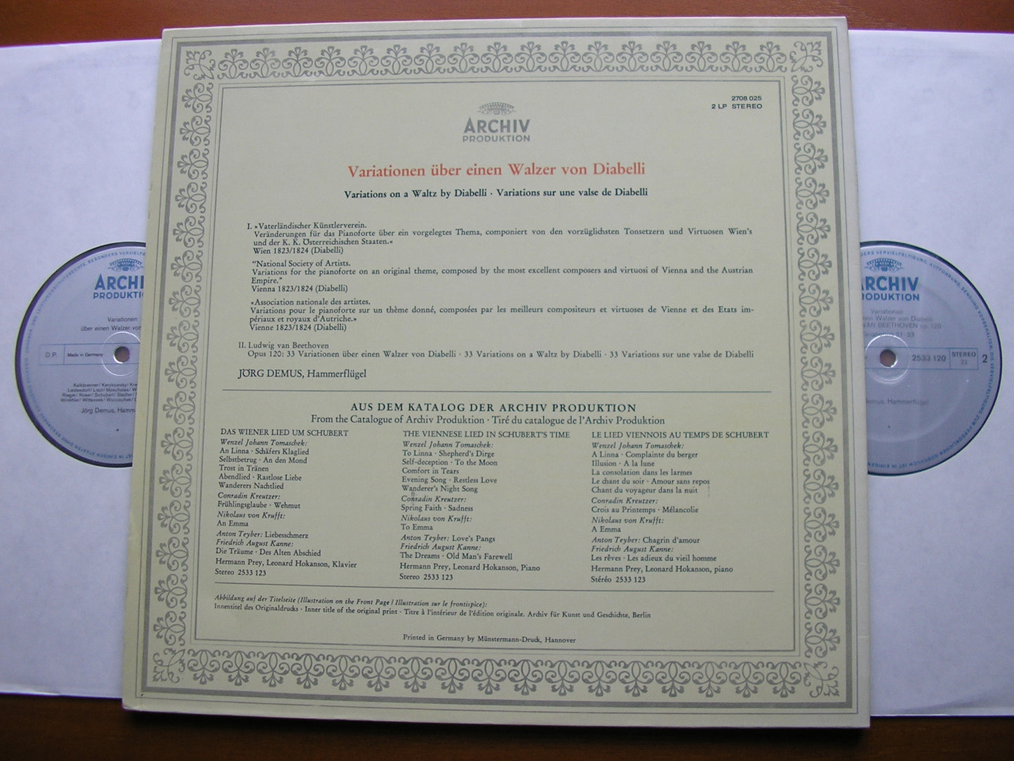 DIABELLI VARIATIONS: BEETHOVEN / LISZT / SCHUBERT / MOSCHELES / CZERNY / et al     JORG DEMUS      2708 025