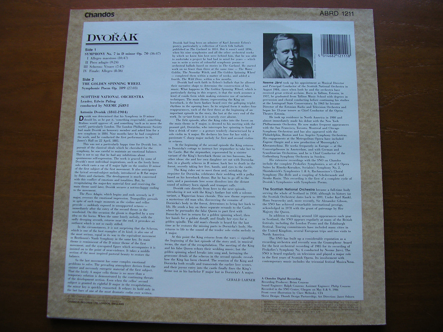 DVORAK: SYMPHONY No. 7 / THE GOLDEN SPINNING WHEEL JARVI / SCOTTISH NATIONAL ORCHESTRA ABRD 1211