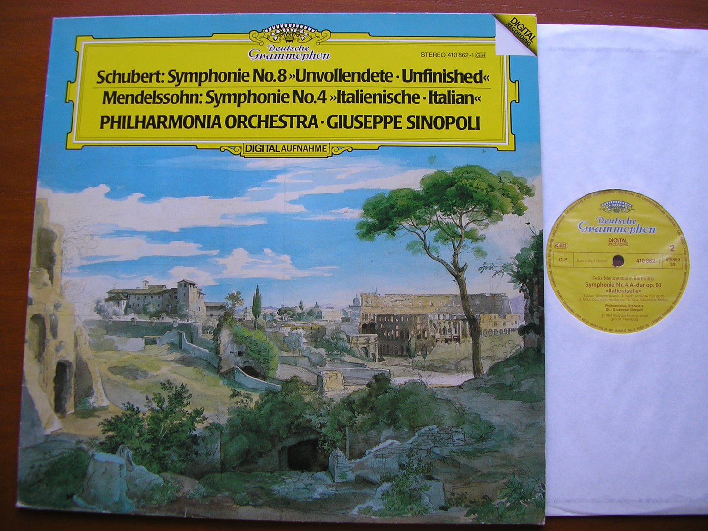 SCHUBERT: UNFINISHED / MENDELSSOHN: SYMPHONY No. 4 'Italian' SINOPOLI / PHILHARMONIA 410 862