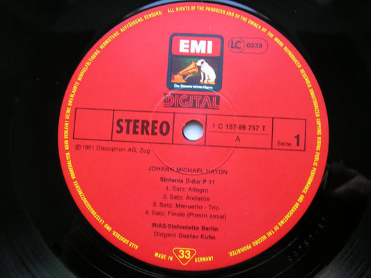 MICHAEL HAYDN: SIX SALZBURG SYMPHONIES RIAS SINFONIETTA / KUHN 2LP 157 99 757/8