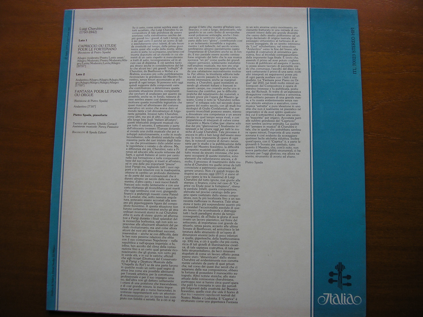 CHERUBINI: CAPRICCIO / FANTASIA    PIETRO SPADA       ITL 70023