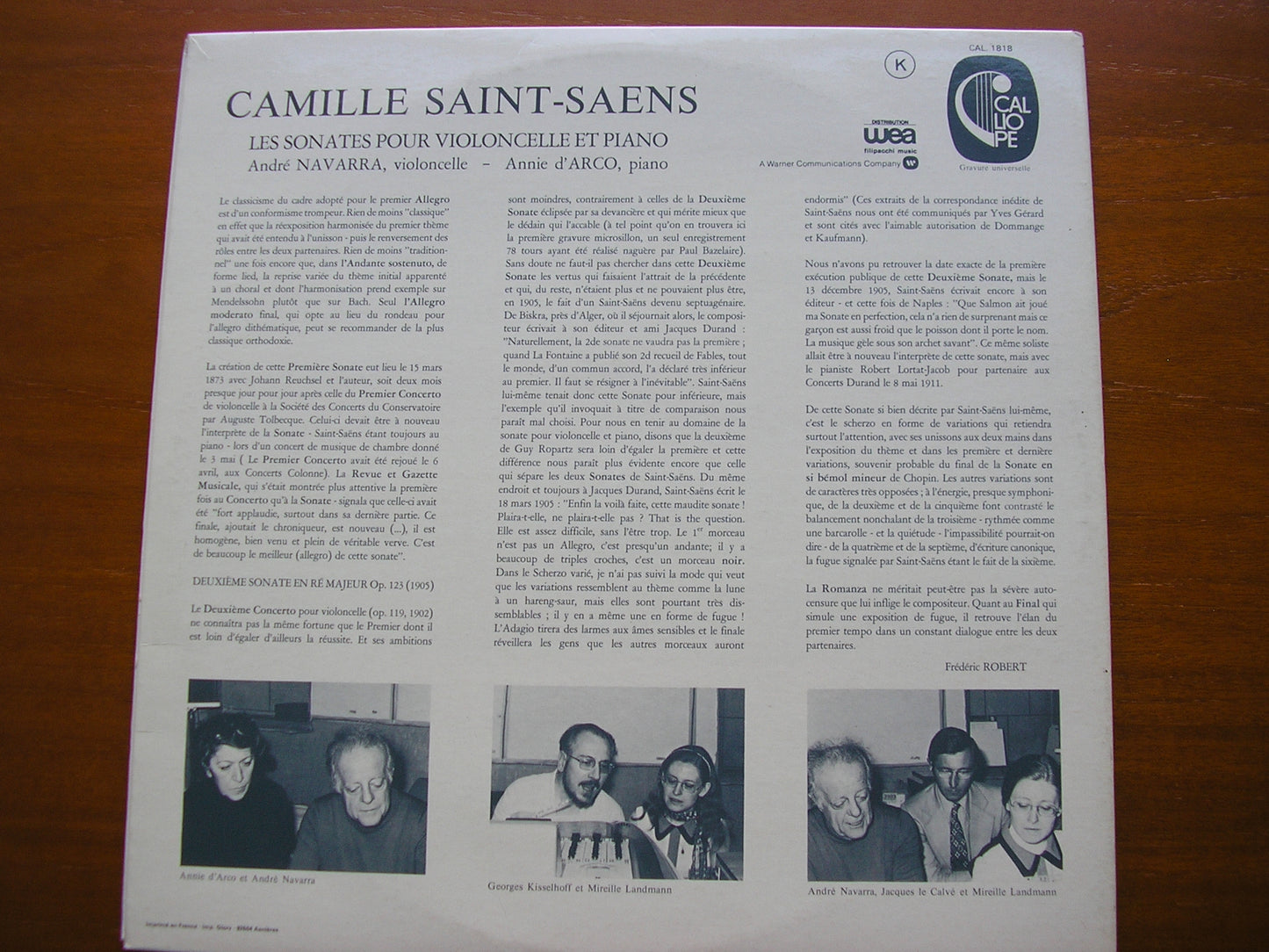 SAINT-SAENS: THE TWO CELLO SONATAS     ANDRE NAVARRA / ANNIE D'ARCO       CAL 1818