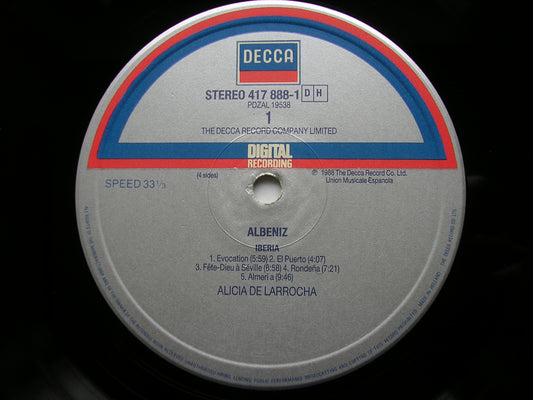 ALBENIZ: IBERIA / NAVARRA / SUITE ESPANOLA    ALICIA DE LARROCHA    417 887