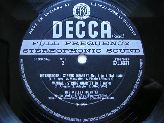 MOZART'S QUARTET PARTY: DITTERSDORF / HAYDN / VANHAL / MOZART    THE WELLER QUARTET    SXL 6331