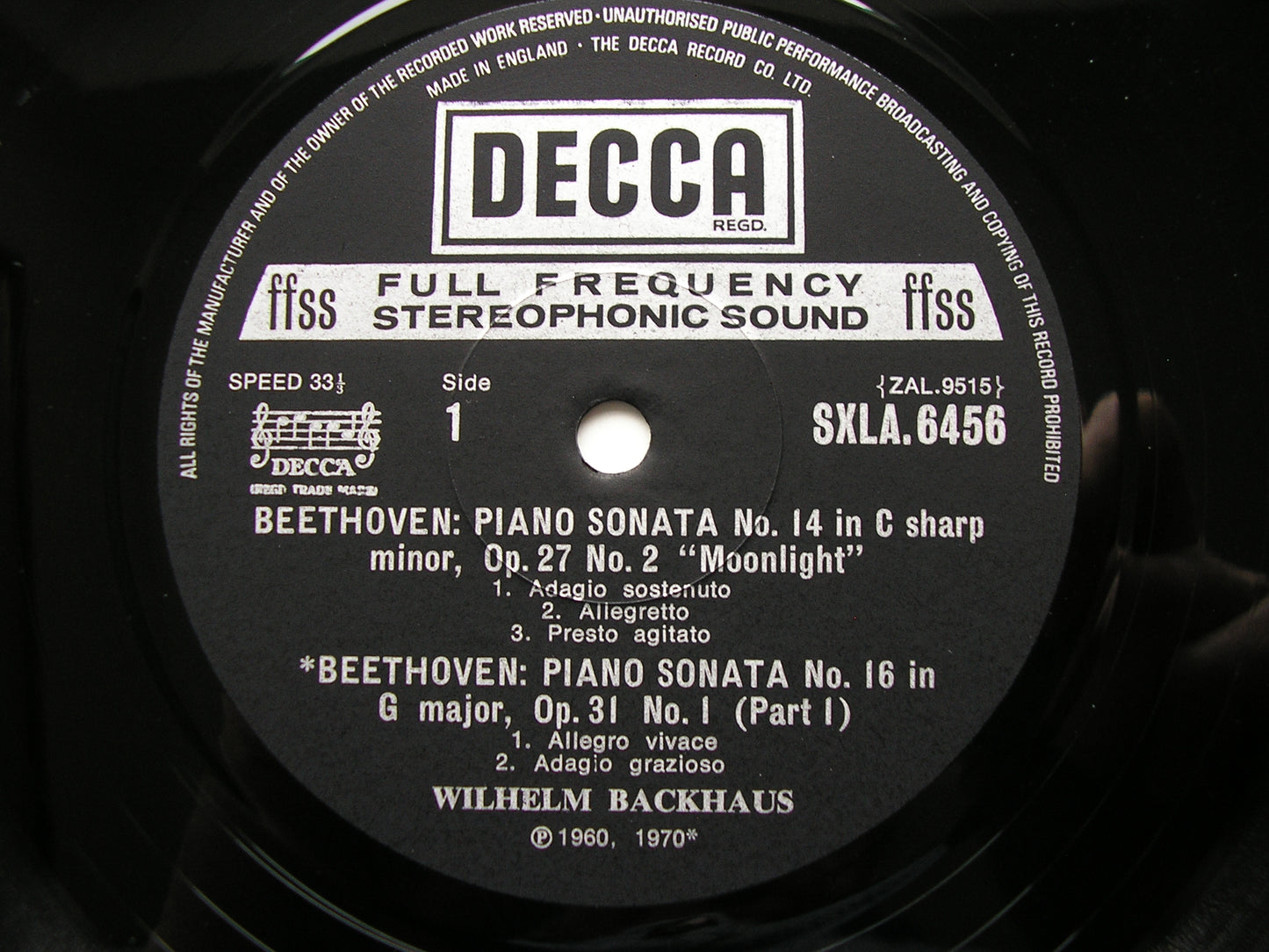 BEETHOVEN: THE COMPLETE PIANO SONATAS    WILHELM BACKHAUS    SXLA 6452 - 6461     10 LP