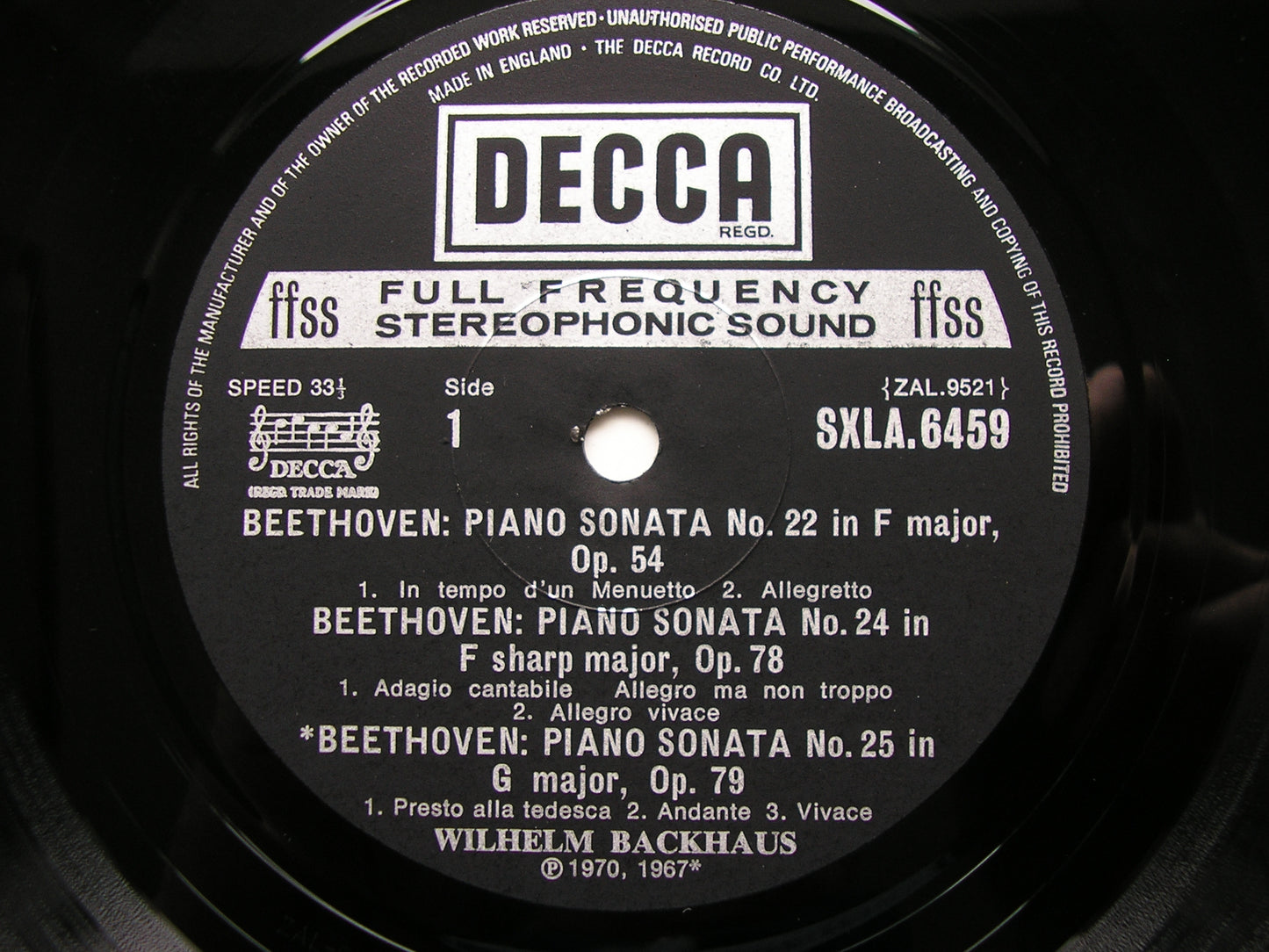 BEETHOVEN: THE COMPLETE PIANO SONATAS    WILHELM BACKHAUS    SXLA 6452 - 6461     10 LP