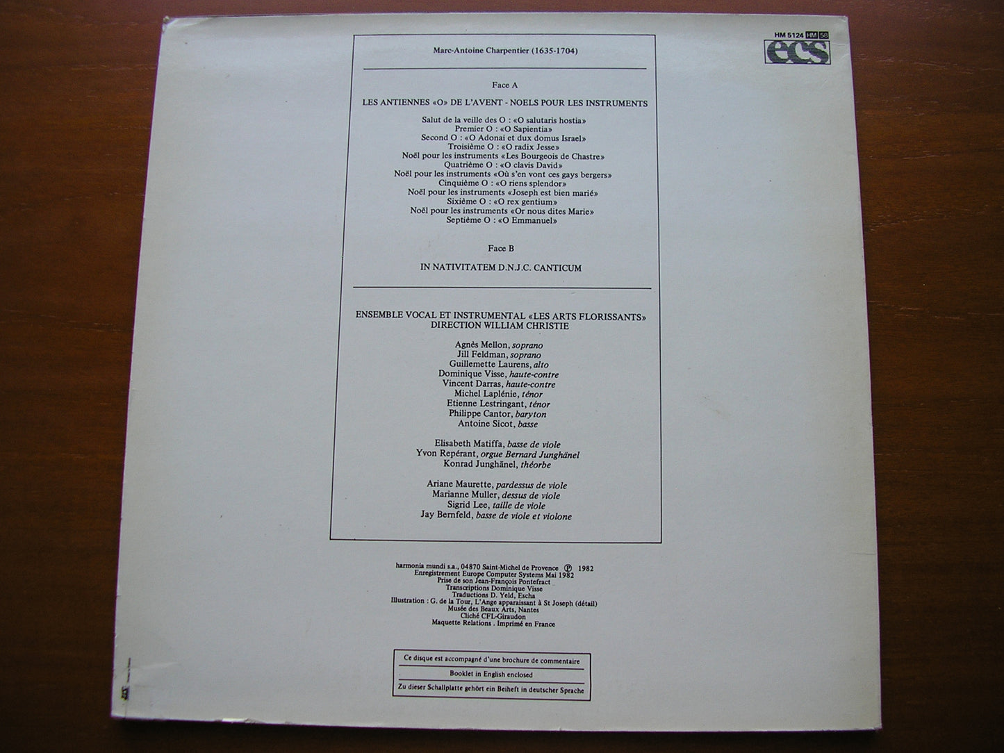 CHARPENTIER: LES ANTIENNES 'O' DE L'AVENT / CANTICUM IN NATIVITATEM DOMINI    LES ARTS FLORISSANTS / CHRISTIE    HM 5124