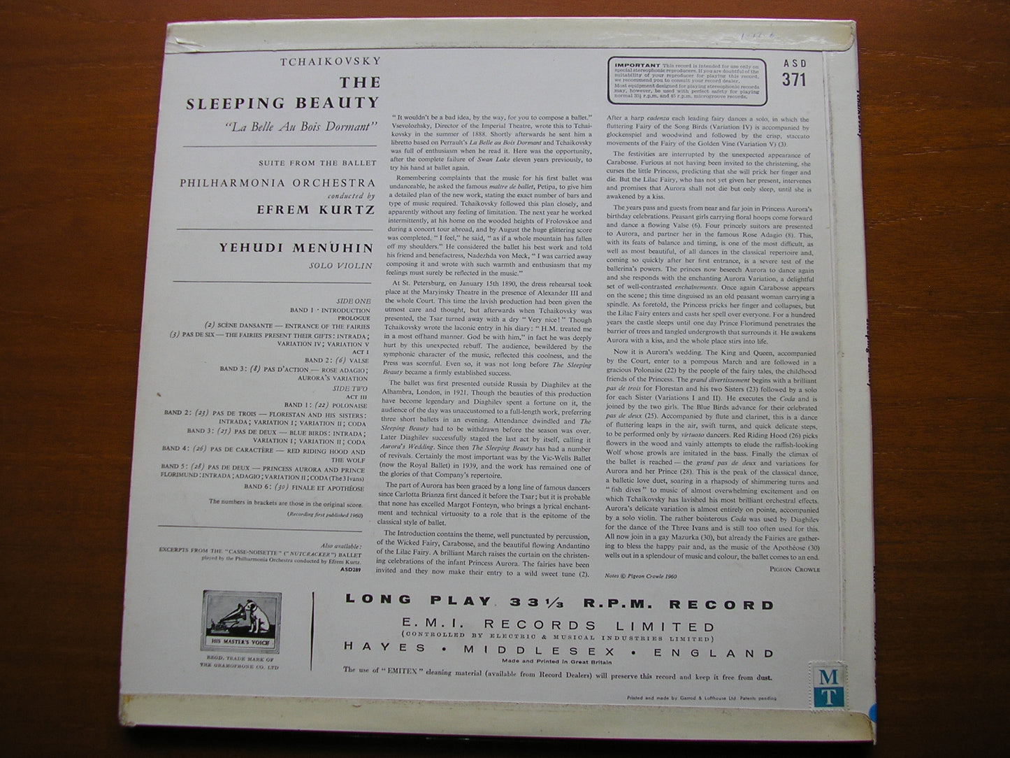 TCHAIKOVSKY: SLEEPING BEAUTY Suite KURTZ / PHILHARMONIA ASD 371