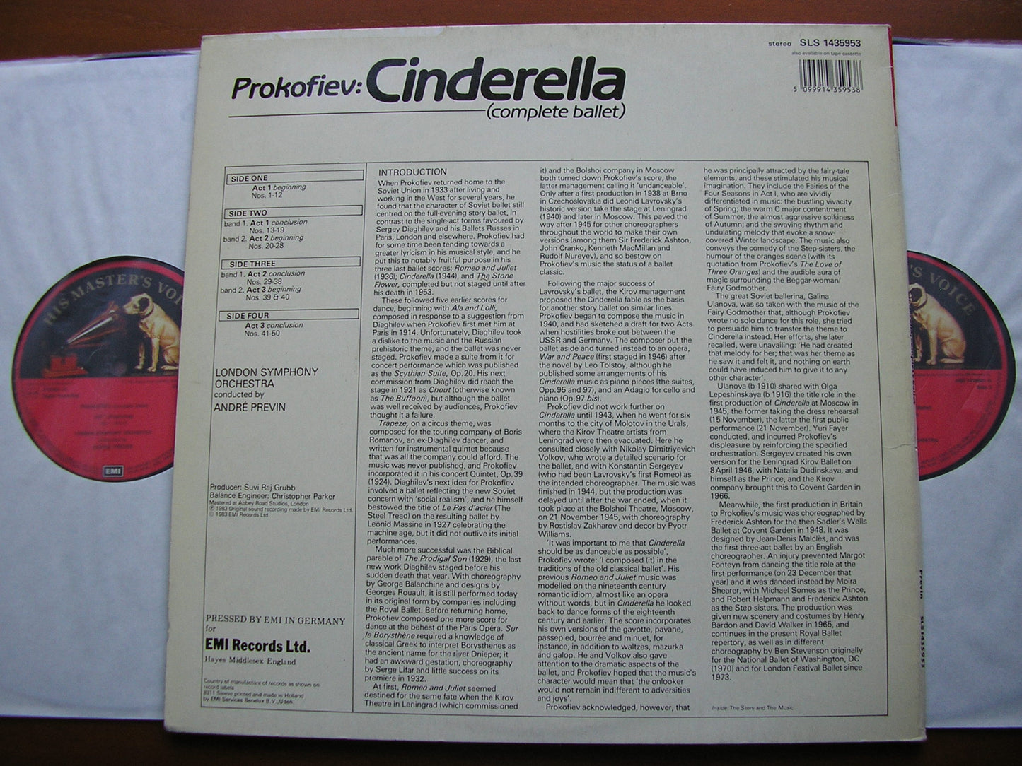 PROKOFIEV: CINDERELLA PREVIN / LONDON SYMPHONY SLS 1435953
