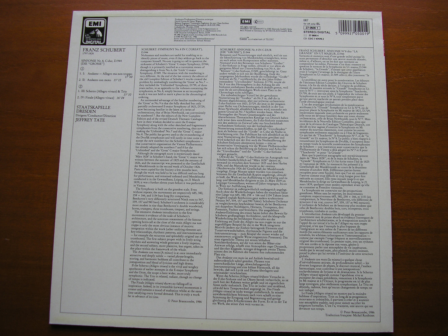SCHUBERT: SYMPHONY No. 9 'The Great C Major' TATE / DRESDEN STATE ORCHESTRA 270500