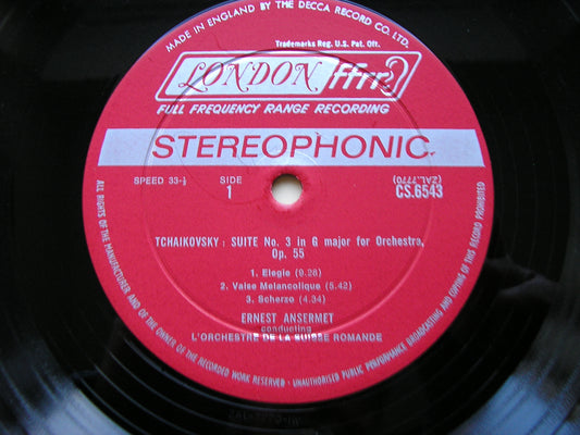 TCHAIKOVSKY: SUITE No. 3    RICCI / SUISSE ROMANDE ORCHESTRA / ERNEST ANSERMET    CS 6543