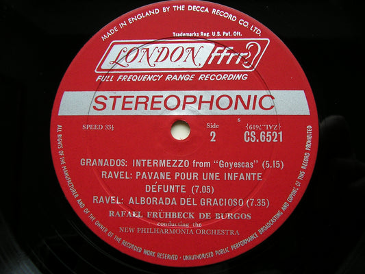 FALLA: EL AMOR BRUJO / GRANADOS: INTERMEZZO / RAVEL: ALBORADO / PAVANE   DE BURGOS / NEW PHILHARMONIA ORCHESTRA    CS 6521
