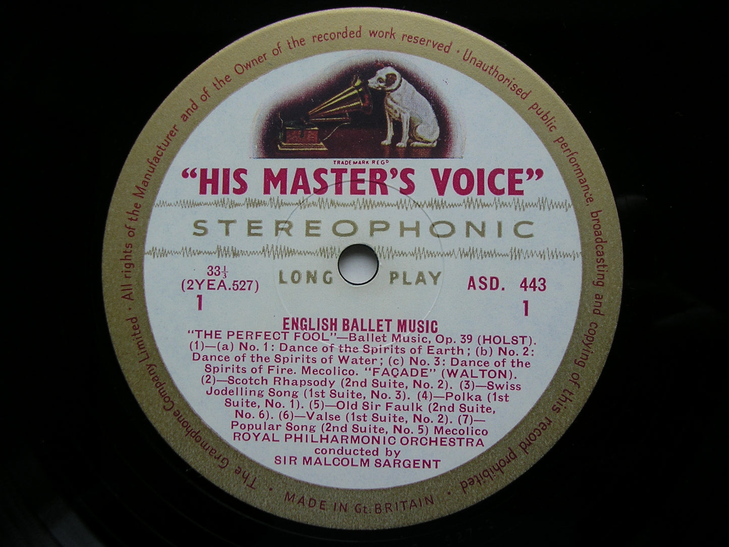 ENGLISH BALLET MUSIC: HOLST / WALTON / BRITTEN SARGENT / ROYAL PHILHARMONIC ASD 443