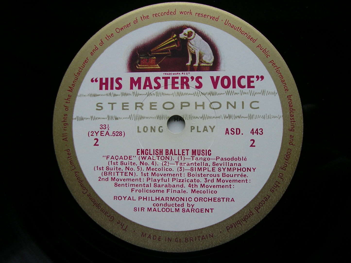 ENGLISH BALLET MUSIC: HOLST / WALTON / BRITTEN SARGENT / ROYAL PHILHARMONIC ASD 443
