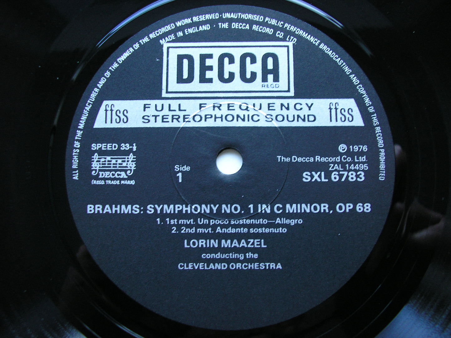 BRAHMS: SYMPHONY No. 1 MAAZEL / CLEVELAND ORCHESTRA SXL 6783