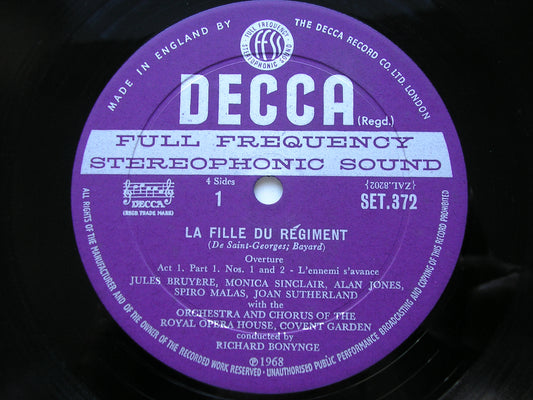 DONIZETTI: LA FILLE DU REGIMENT     SUTHERLAND / PAVAROTTI / MALAS / SINCLAIR / OROHCG / BONYNGE    SET 372 - 3