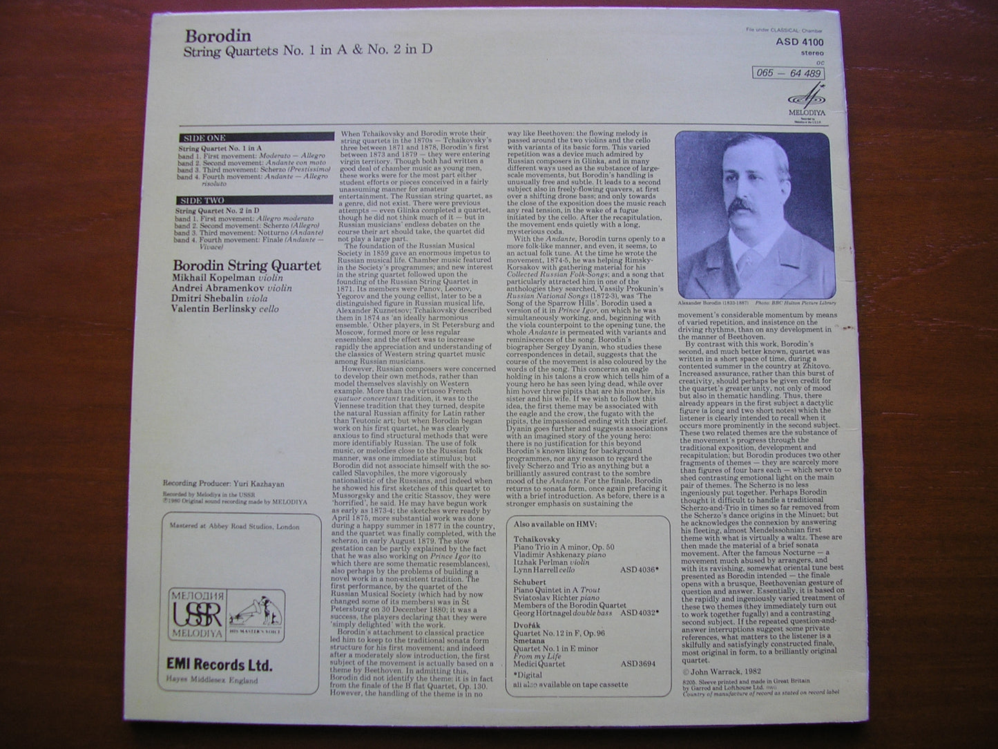 BORODIN: STRING QUARTETS Nos. 1 & 2    BORODIN STRING QUARTET    ASD 4100