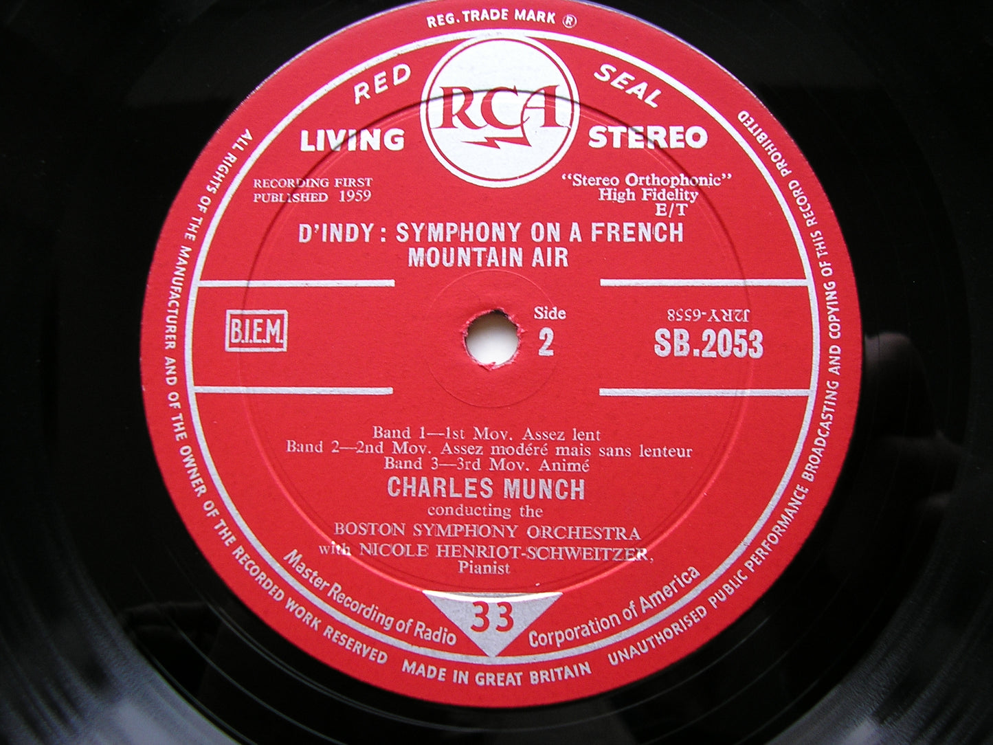 RAVEL: PIANO CONCERTO in G / D'INDY: SYMPHONY ON A FRENCH MOUNTAIN AIR   HENRIOT-SCHWEITZER / BOSTON SYMPHONY / MUNCH   SB 2053