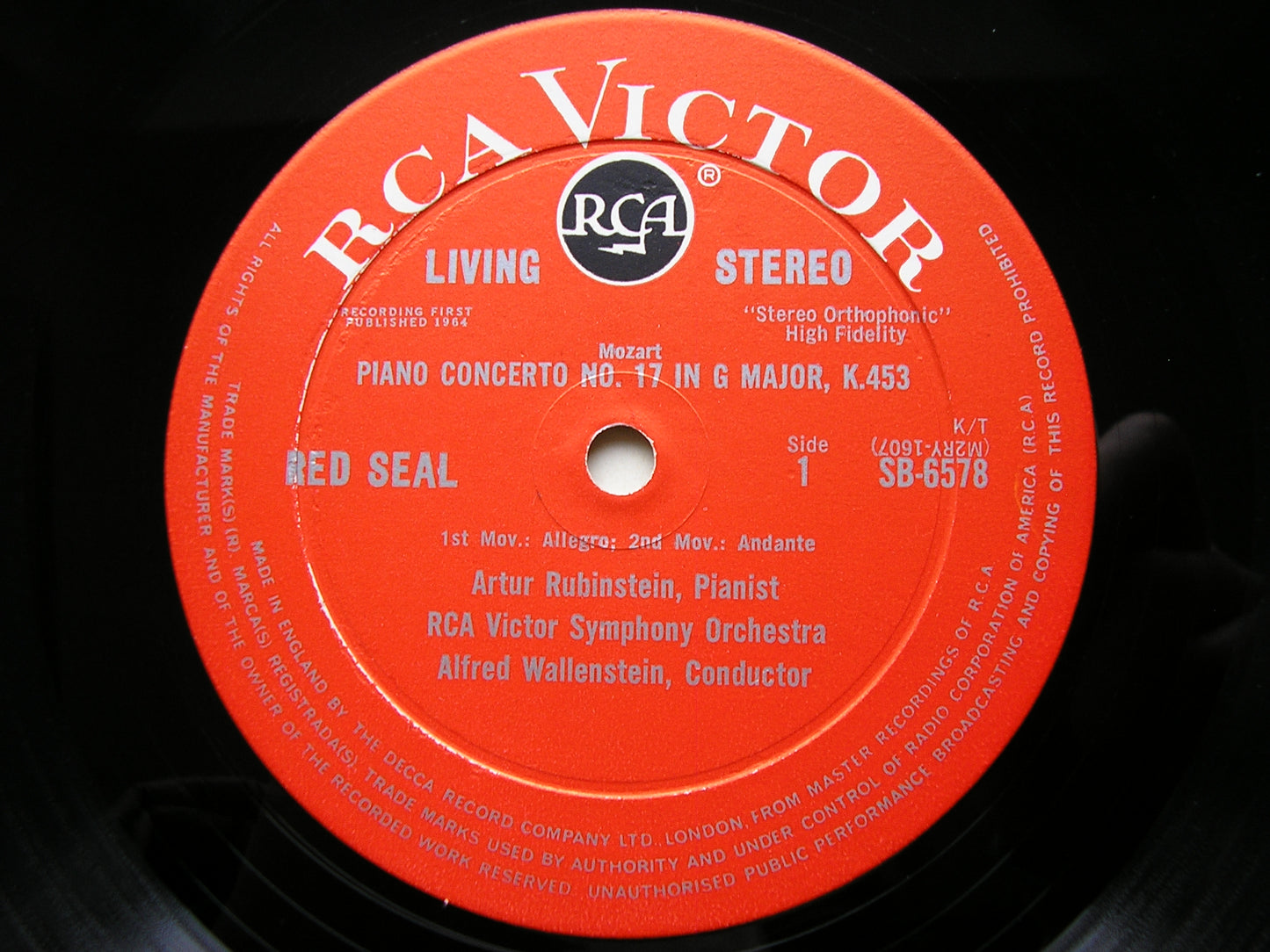 MOZART: PIANO CONCERTO No. 17 / SCHUBERT: IMPROMPTUS Nos. 3 & 4   ARTUR RUBINSTEIN / RCA VICTOR SYMPHONY / WALLENSTEIN    SB 6578