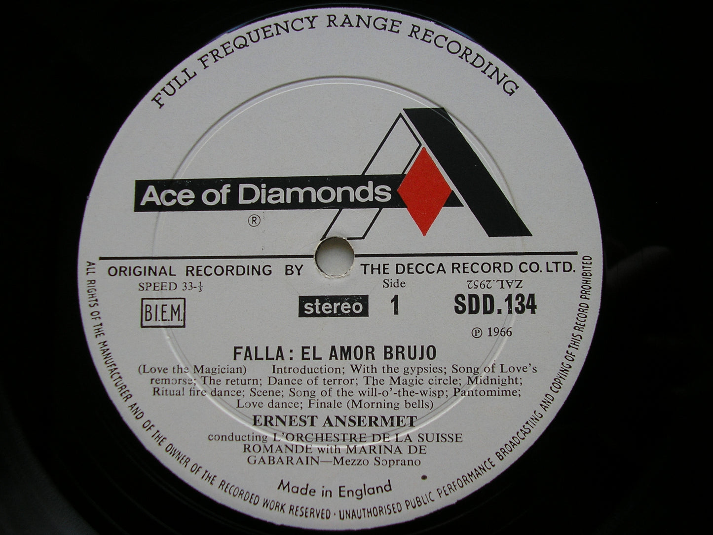 FALLA: EL AMOR BRUJO / MASTER PETER'S PUPPET SHOW ANSERMET / SUISSE ROMANDE & ARGENTA / SPANISH NATIONAL ORCHESTRA SDD 134
