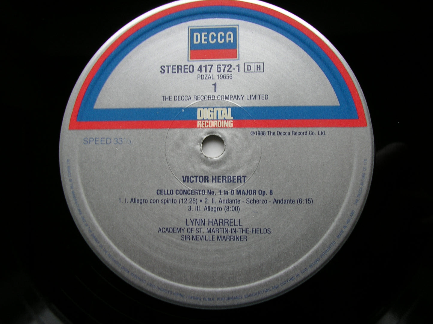 HERBERT: CELLO CONCERTOS LYNN HARRELL / ASMIF / NEVILLE MARRINER 417 672