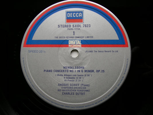 MENDELSSOHN: PIANO CONCERTOS Nos. 1 & 2    SCHIFF / BAVARIAN RADIO SYMPHONY / DUTOIT    SXDL 7623
