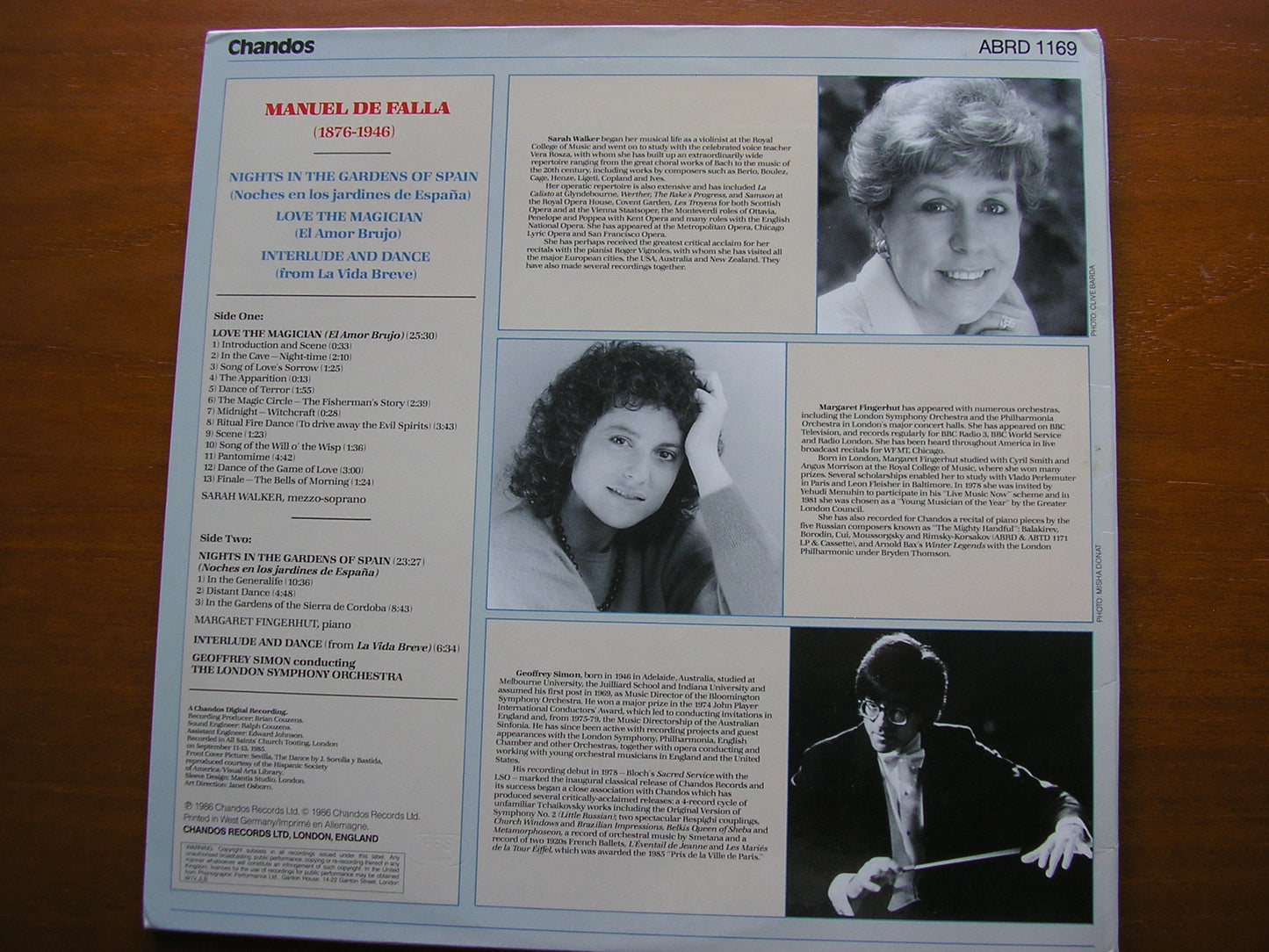 FALLA: NIGHTS IN THE GARDENS OF SPAIN / EL AMOR BRUJO WALKER / FINGERHUT / LONDON SYMPHONY / SIMON