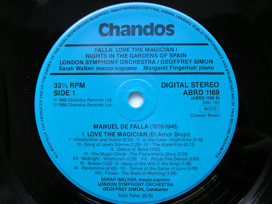 FALLA: NIGHTS IN THE GARDENS OF SPAIN / EL AMOR BRUJO   WALKER / FINGERHUT / LONDON SYMPHONY / SIMON