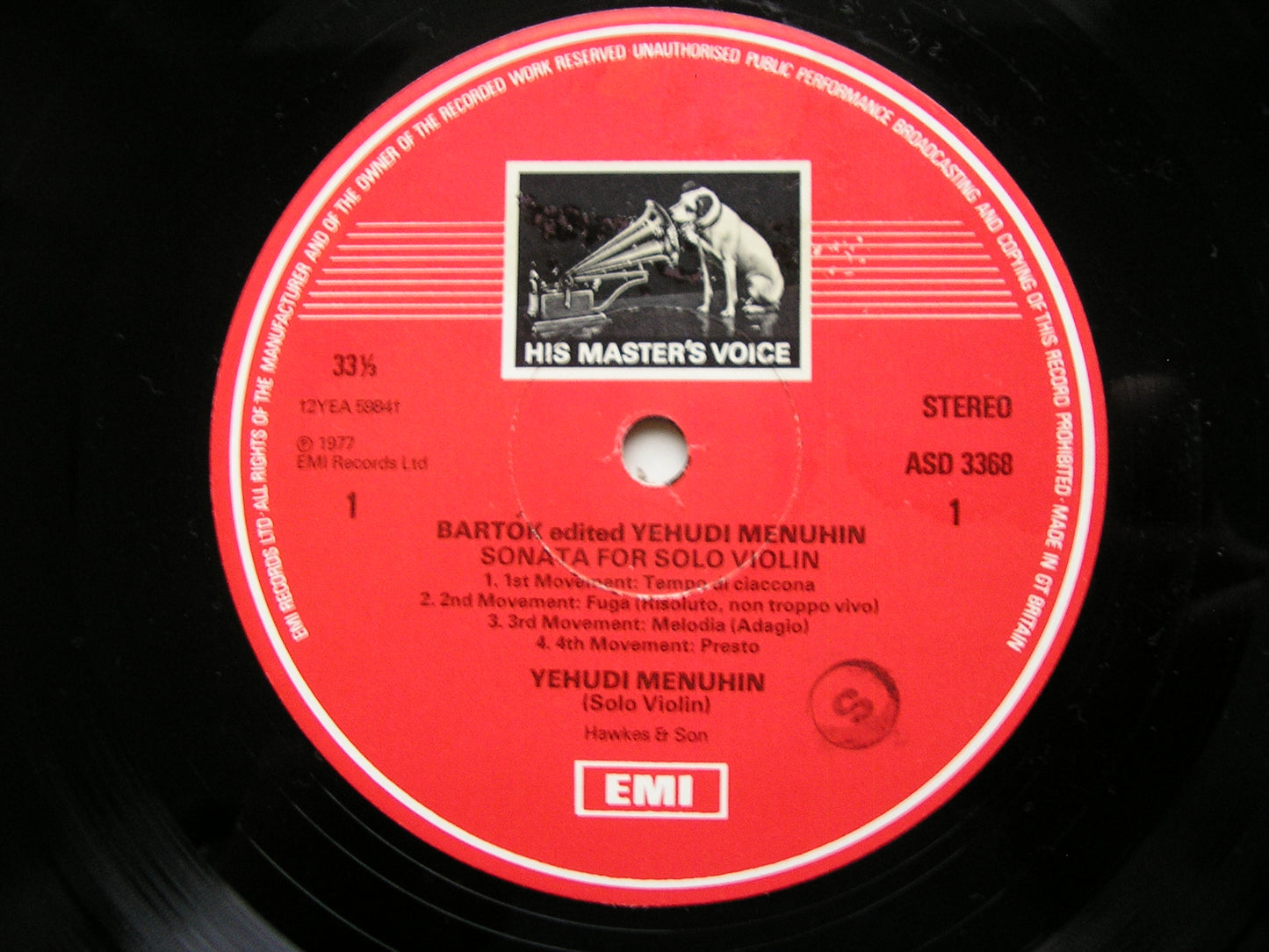 BARTOK: SONATA FOR SOLO VIOLIN / BLOCH: TWO SUITES   YEHUDI MENUHIN ASD 3368